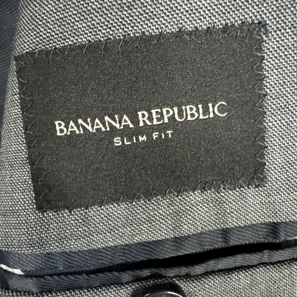 Banana Republic Blazer Mens 42L Grey Slim Fit Marzotto Wool Sport Coat Jacket